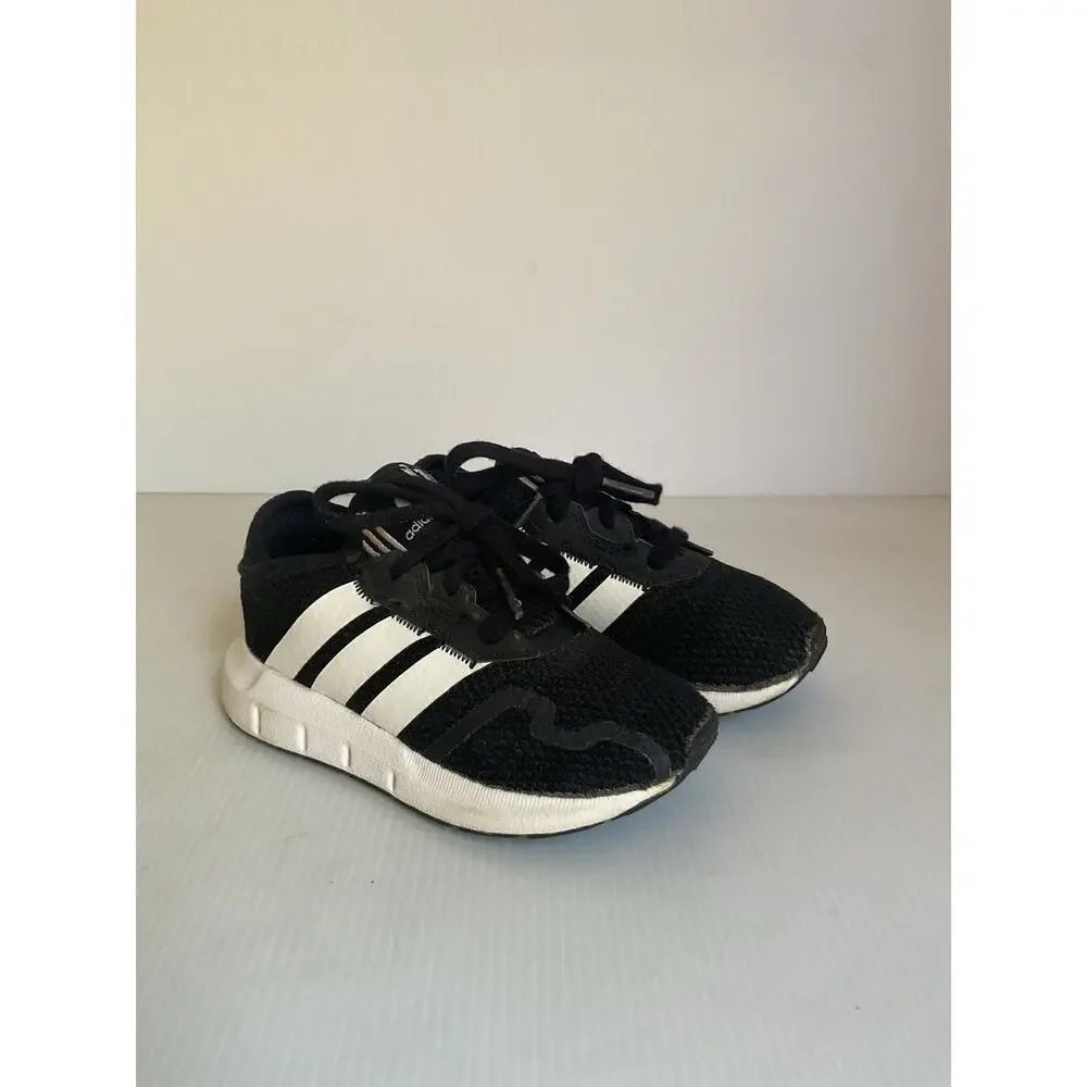 Adidas Swift Run X I Kids Size 8 Black White Sneakers Toddler Shoes FY2184